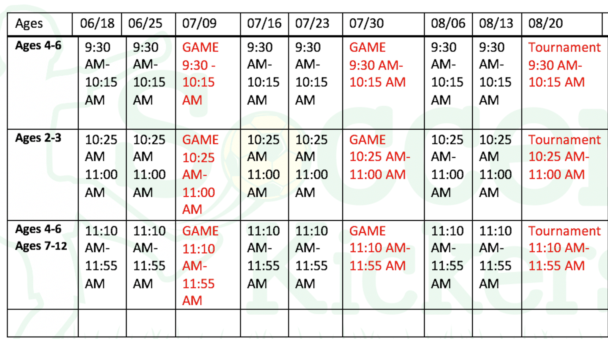 ScheduleEvents Soccer Kickers